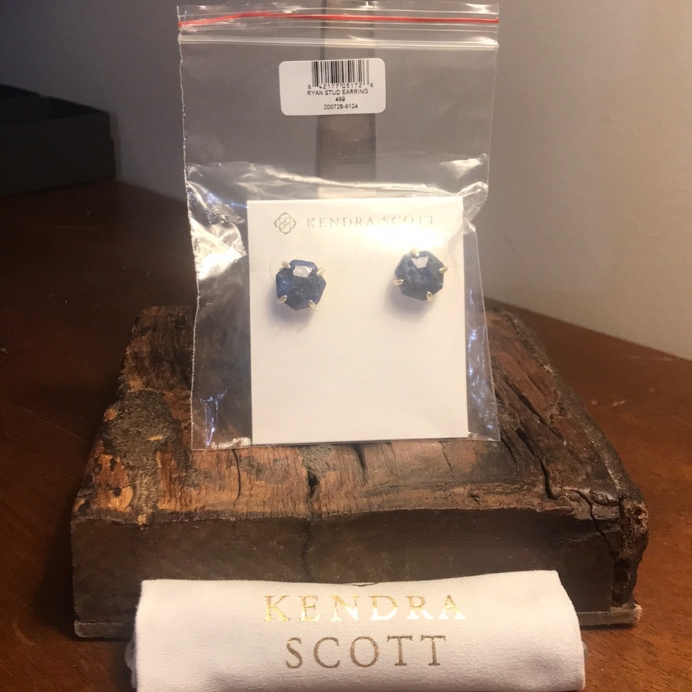 Kendra Scott Gold Stud Blue Lapis Ryan Earrings!! - Picture 7 of 7